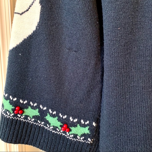 LORD & TAYLOR CONTEXT Navy Santa Sweater—SZ. Lg - Picture 4 of 16